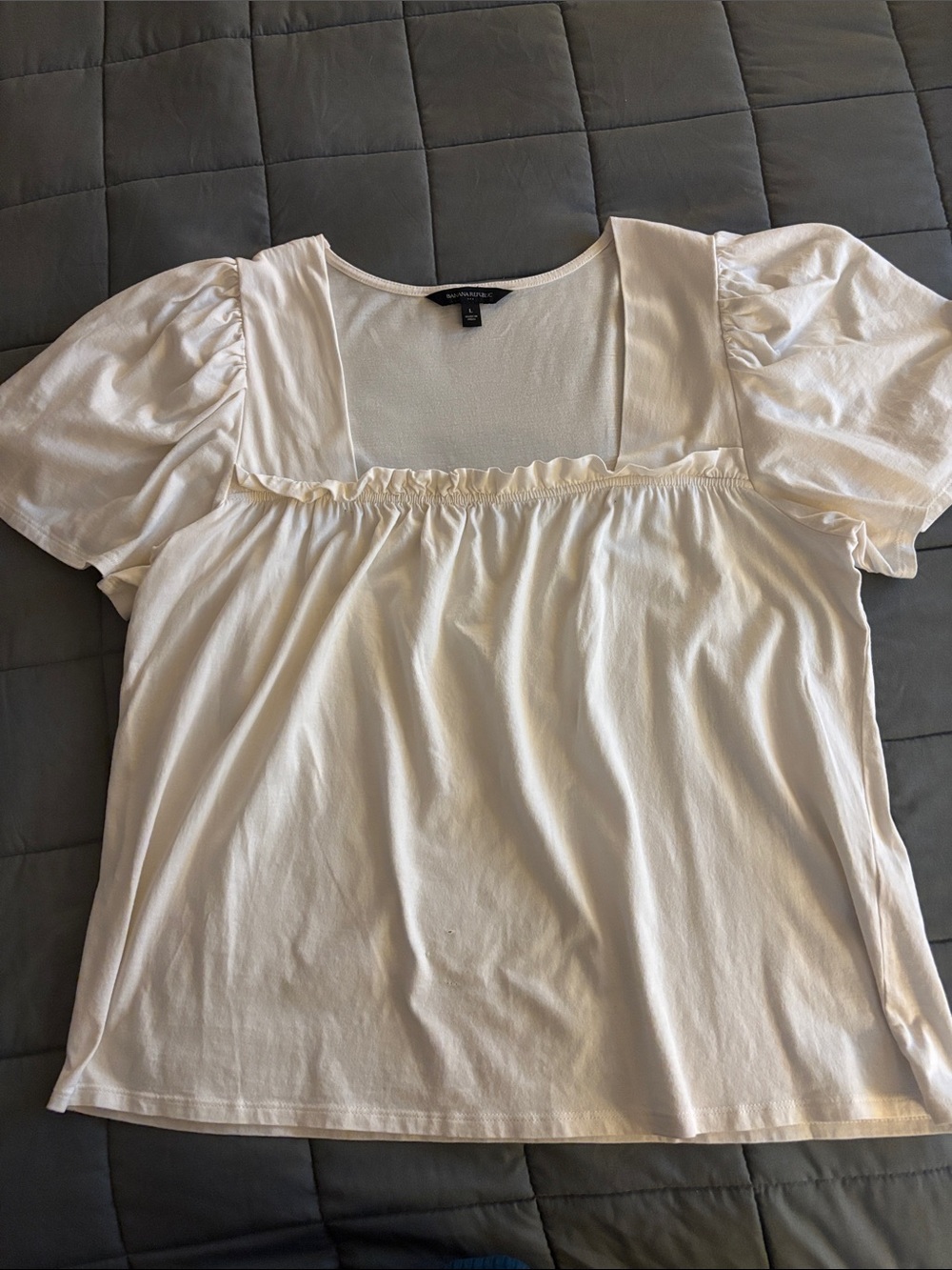 Banana Republic Cream Square-Neck Blouse. Large.